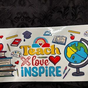 UVDTF transfer sticker set of 7.      Colorful Teacher Sticker Set